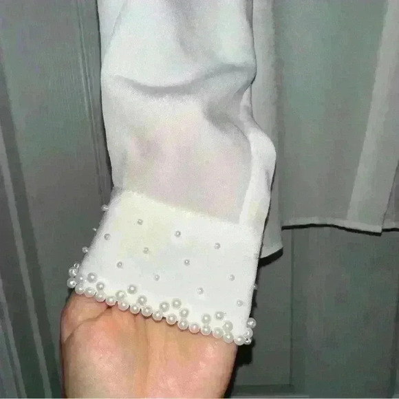 Alfred Dunner pearl embellished collared blouse size 12 petite - Picture 4 of 8